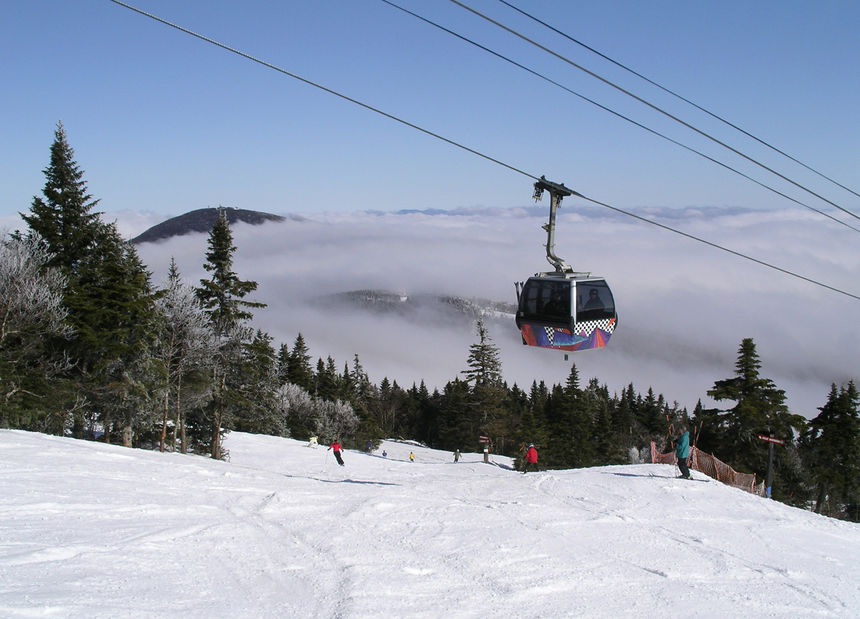 Killington gondola rising above the clouds